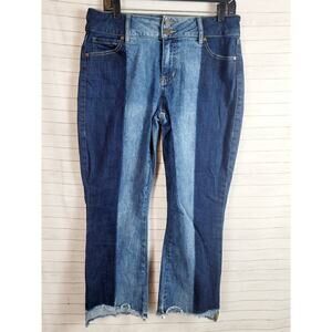 CAbi High Low Crop Mixed Wash Jeans, sz 10
